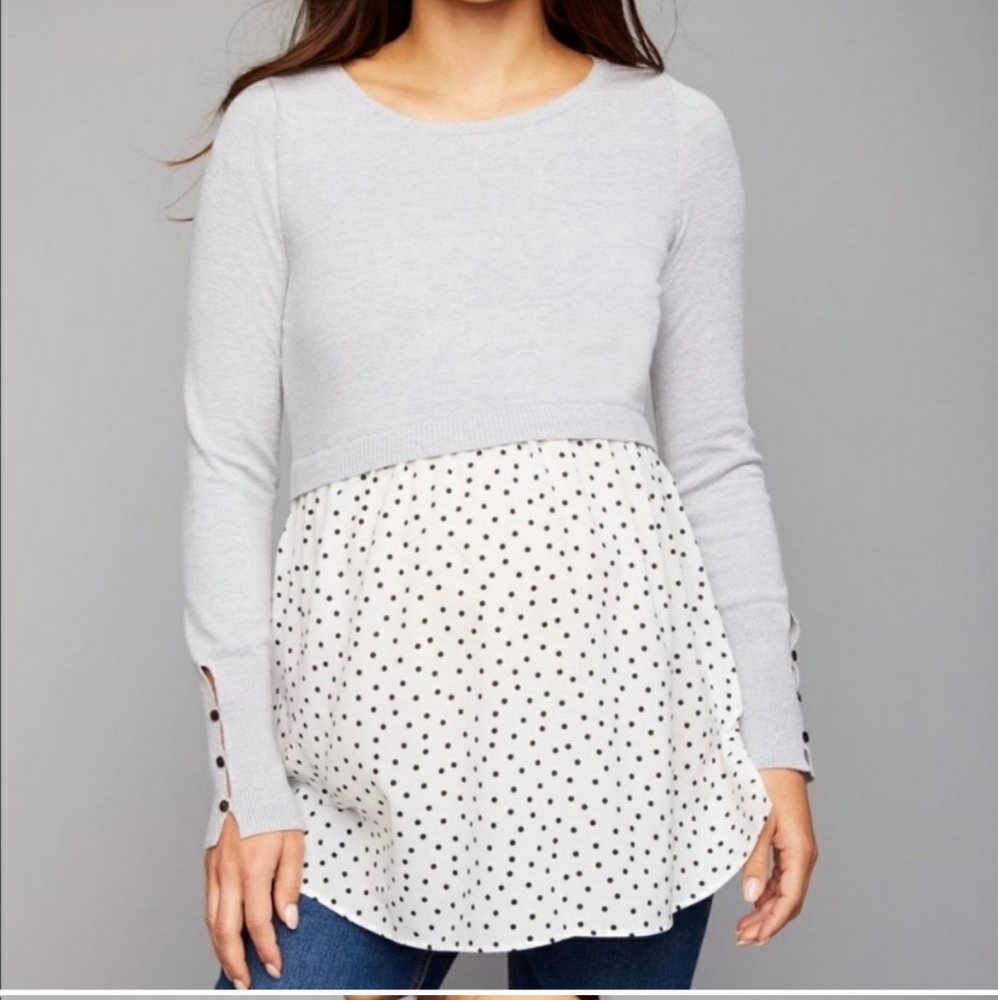 Maternity polka dot babydoll sweater